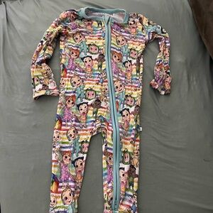 Colorful Character Print Kids Footie Pajama bamboo